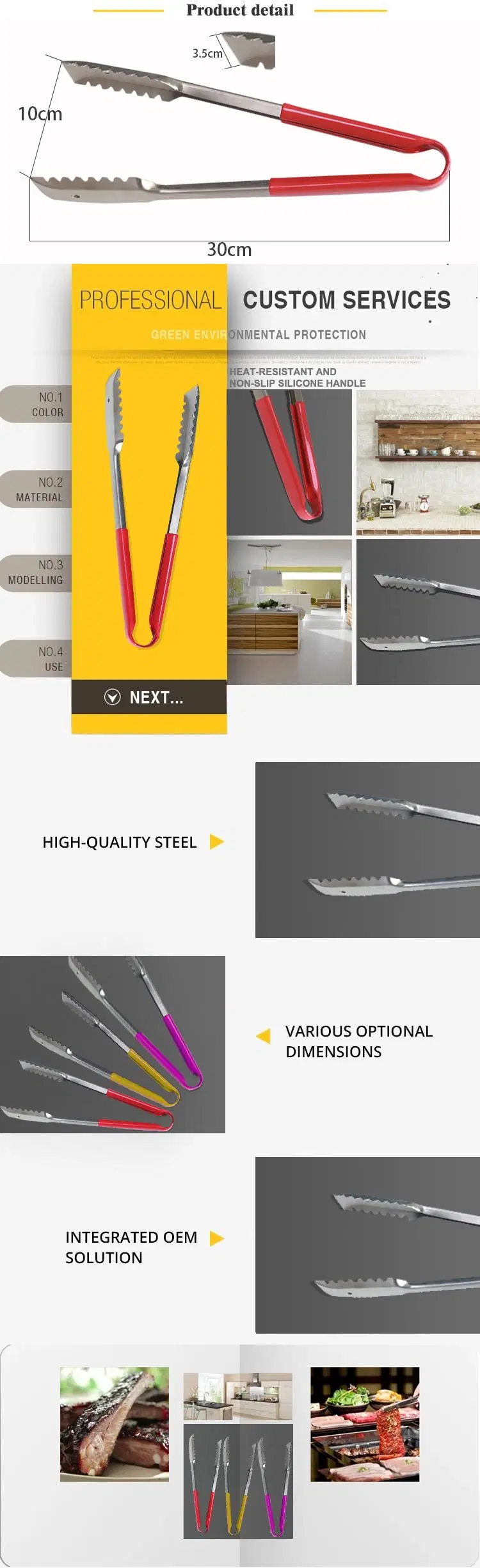 Kitchen Food Tongs Serrated Steak Tongs Kitchen Utensil